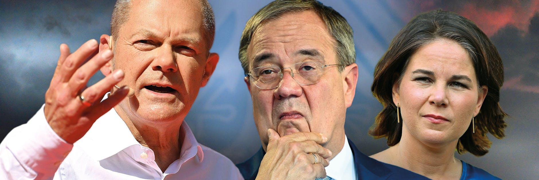 Die Kanzlerkandidaten Olaf Scholz (SPD, l.) und Armin Laschet (CDU) müssen die Grünen von Annalena Baerbock umgarnen.