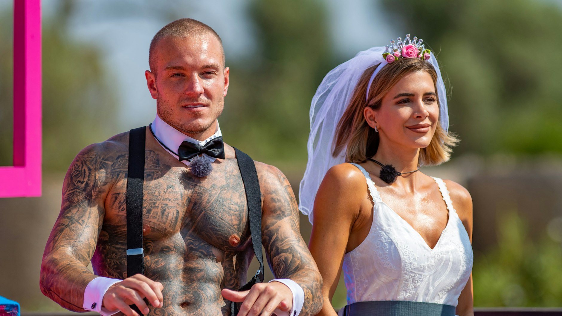 „Love Island“: Martin und Andrina beim Hochzeitsspiel.