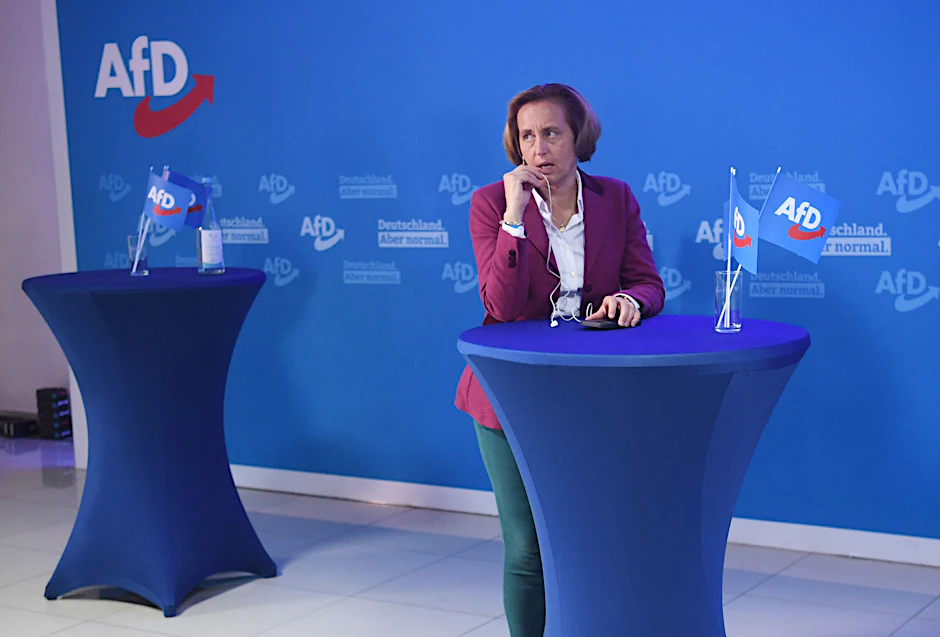 Beatrix von Storch, stellvertretende Bundessprecherin der AfD, bei der Wahlparty der AfD in Kaulsdorf. Sie wurde über die Berliner Landesliste in den Bundestag gewählt.