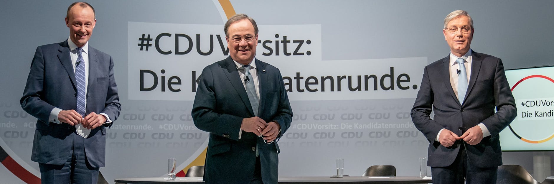 Die drei Kandidaten für den CDU-Parteivorsitz: Friedrich Merz (l.), Armin Laschet (M.) und Norbert Röttgen.