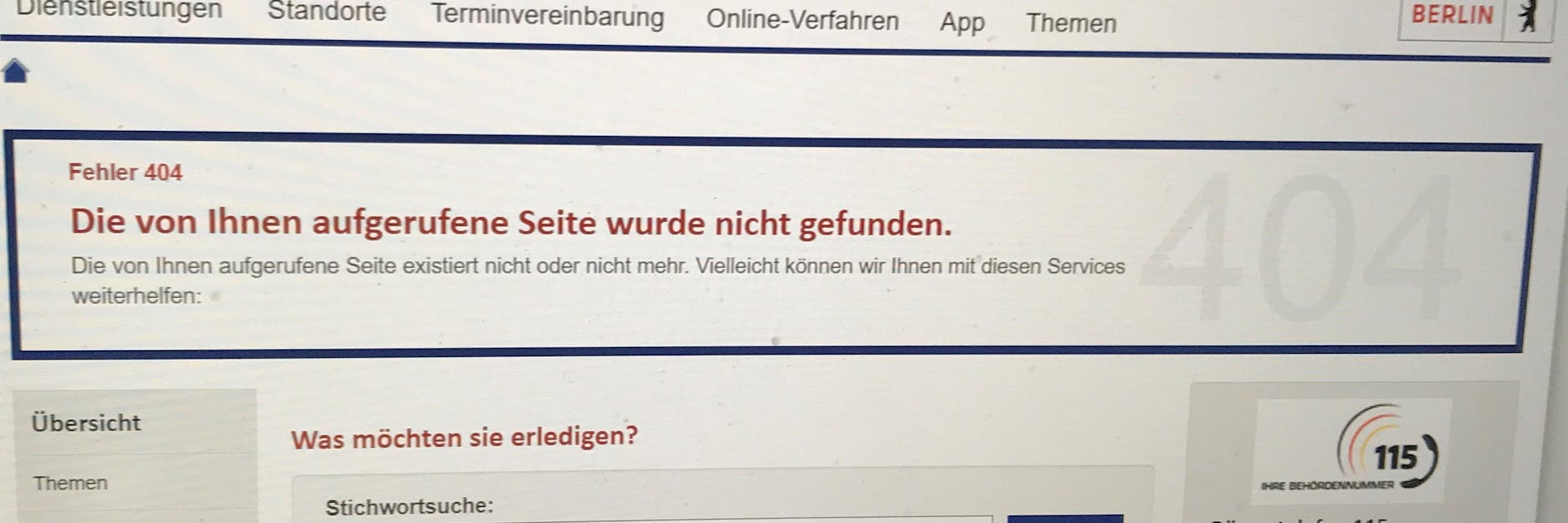 Diese Fehlermeldung taucht bei der Online-Terminvergabe auf.