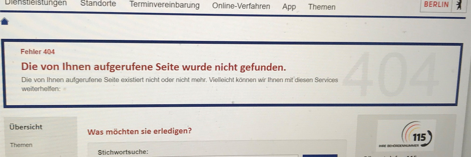 Diese Fehlermeldung taucht bei der Online-Terminvergabe auf.