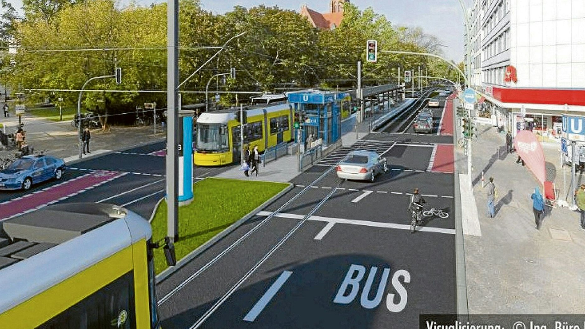 So soll die Endhaltestelle am U-Bahnhof Turmstraße aussehen. Mittelfristig soll die Neubaustrecke in Richtung Mierendorffplatz und Jungfernheide verlängert werden.&nbsp;