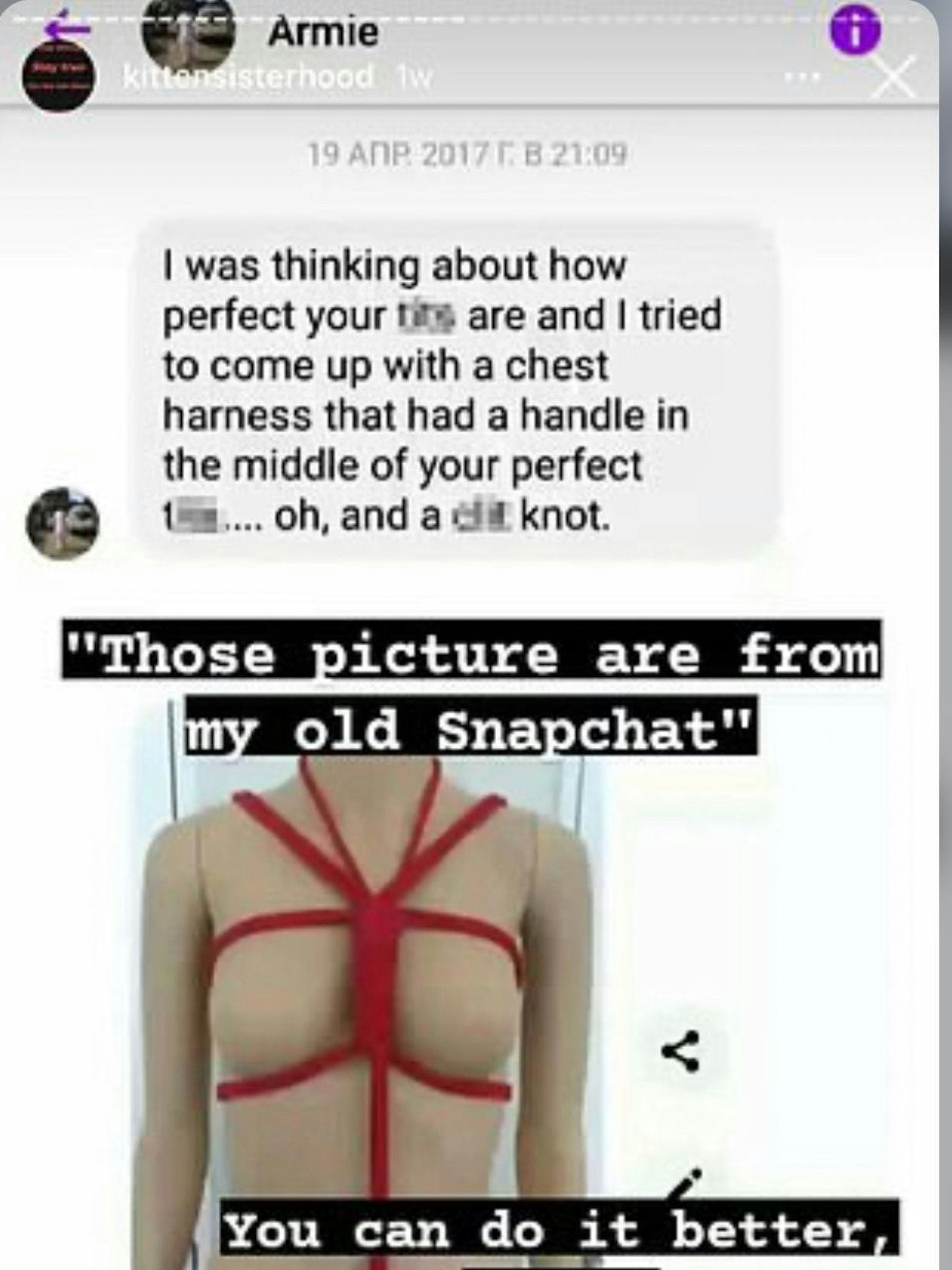 Der Screenshot einer weiteren angeblichen Liebhabern Armie Hammers. 