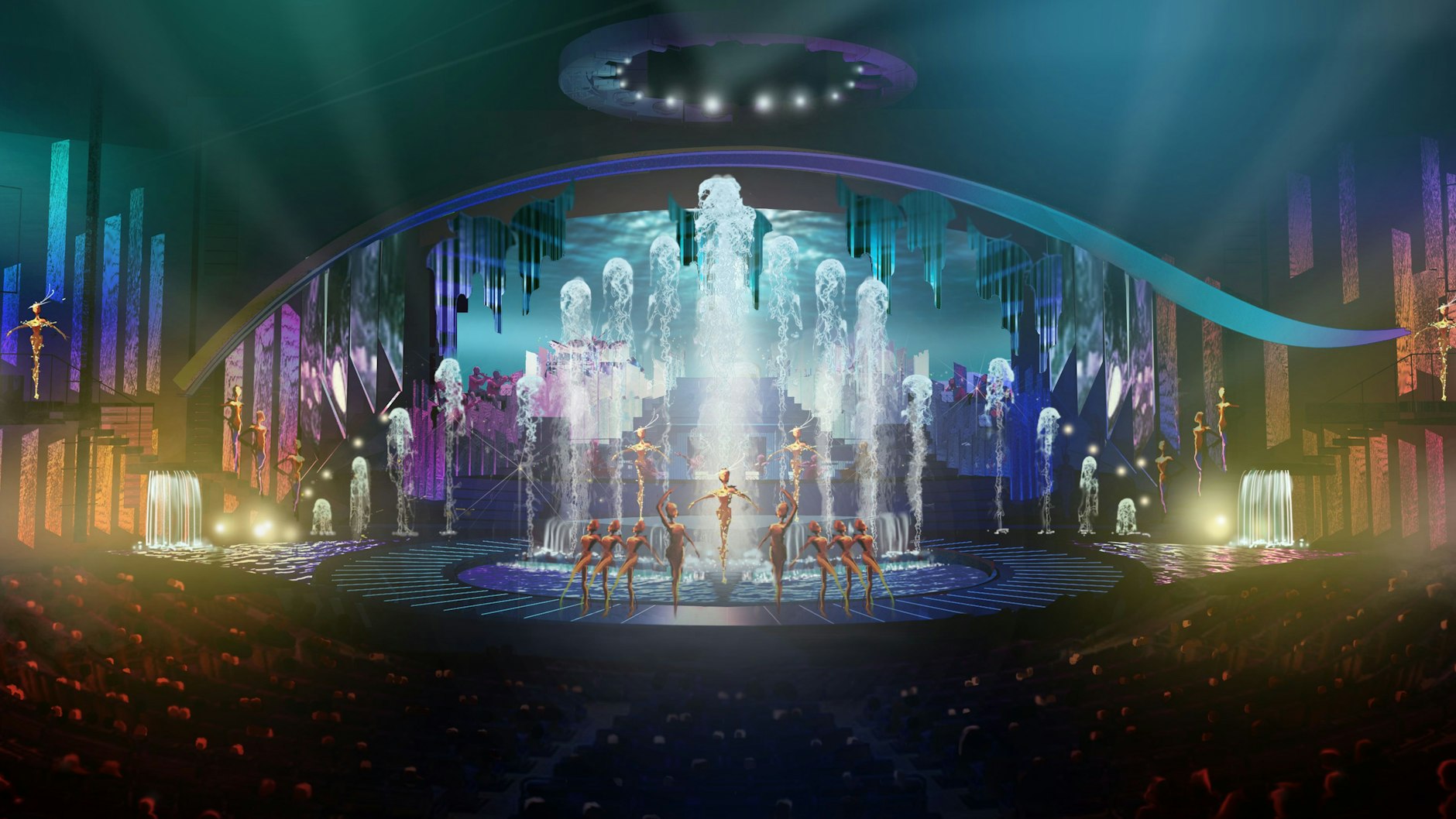 Die Visualisierung zeigt, wie das Becken im Betrieb einmal aussehen soll.