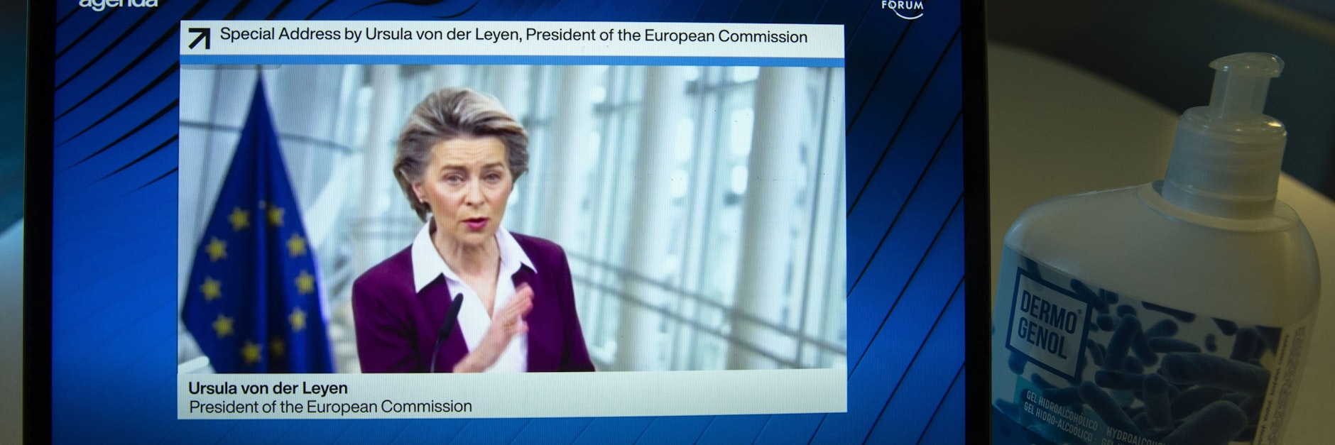 Ursula von der Leyen (CDU), Präsidentin der Europäischen Kommission,  ist während einer Videokonferenz.&nbsp;