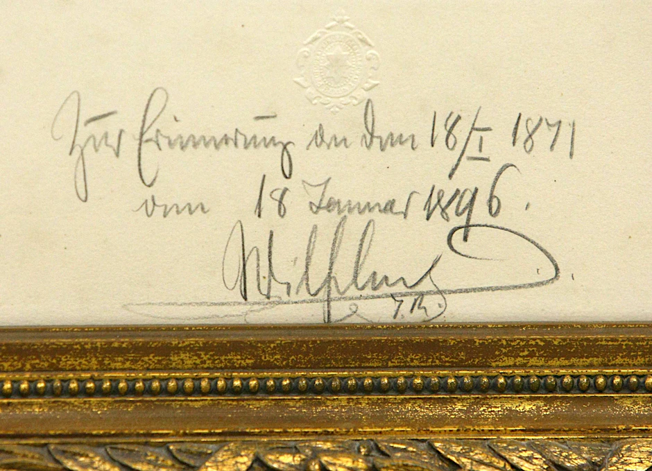 Signatur Wilhelms I. vom 18.1.1871 im Militärhistorischen Museum der Bundeswehr in Dresden.