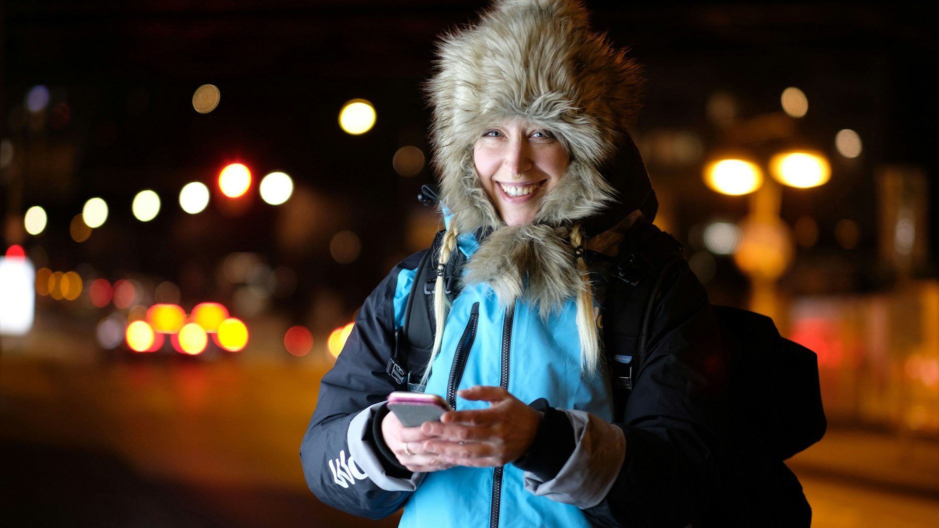 Lieferbotin Laura Hickel hat oft die Lichter der Stadt abends ganz für sich alleine.<br>