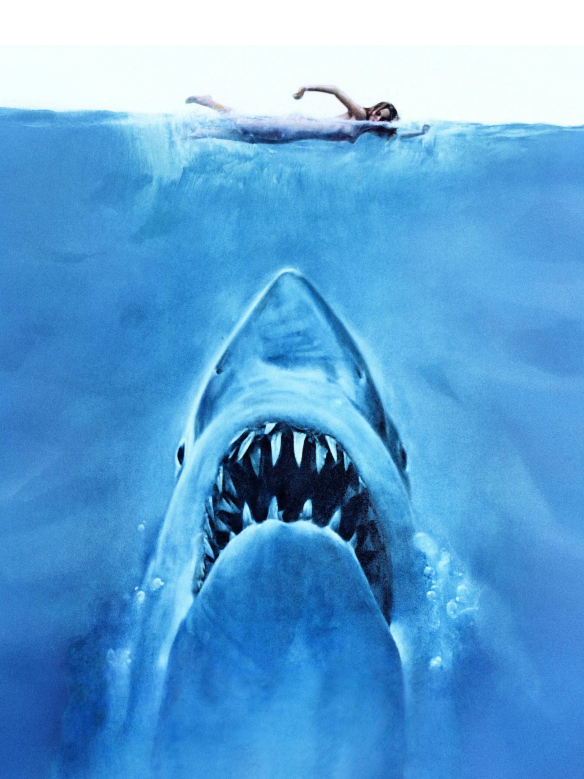 Populäre Schreckensvision aus dem Jahre 1975: Filmplakat zu Steven Spielbergs „Der weiße Hai“.