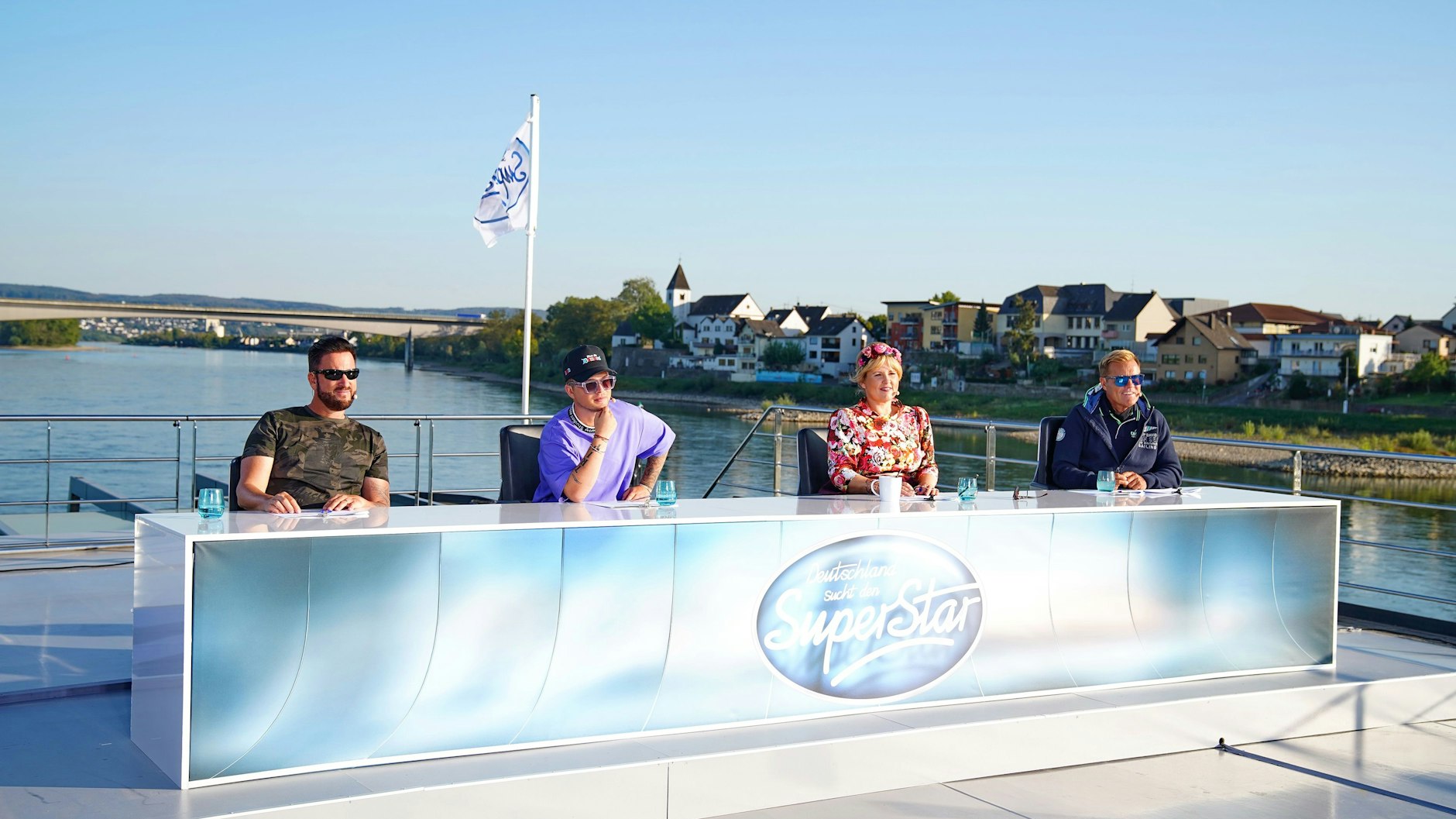 Die Jury der Casting-Show „Deutschland sucht den Superstar“ mit Michael Wendler, Mike Singer, Maite Kelly und Dieter Bohlen (v. l. n. r.).
