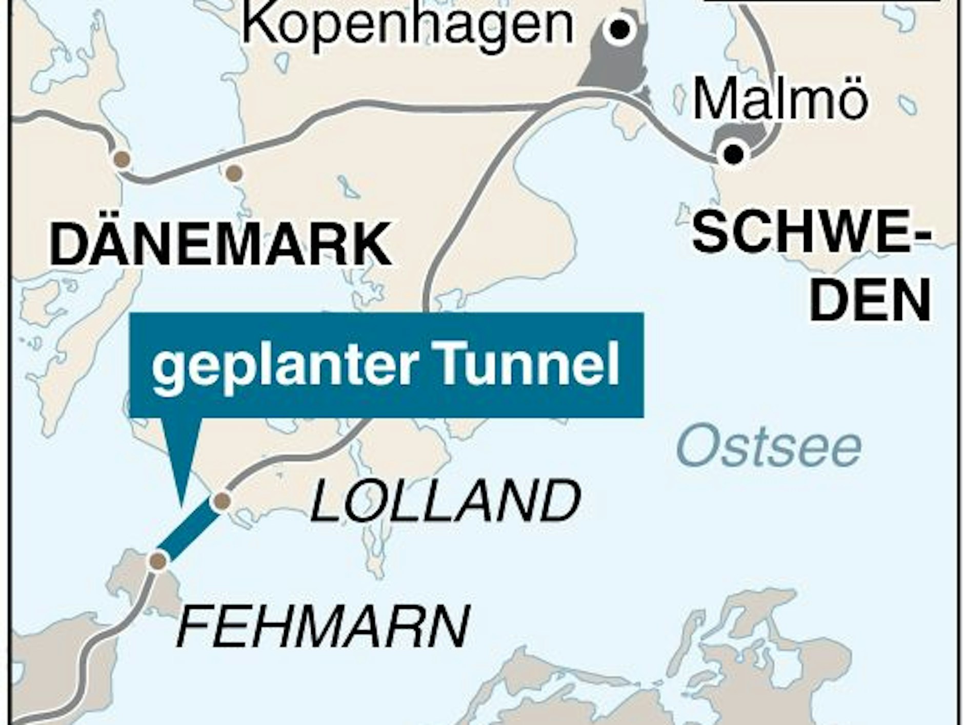 Der Tunnel wird Fahrtstrecken von Deutschland nach Dänemark und Schweden verkürzen.