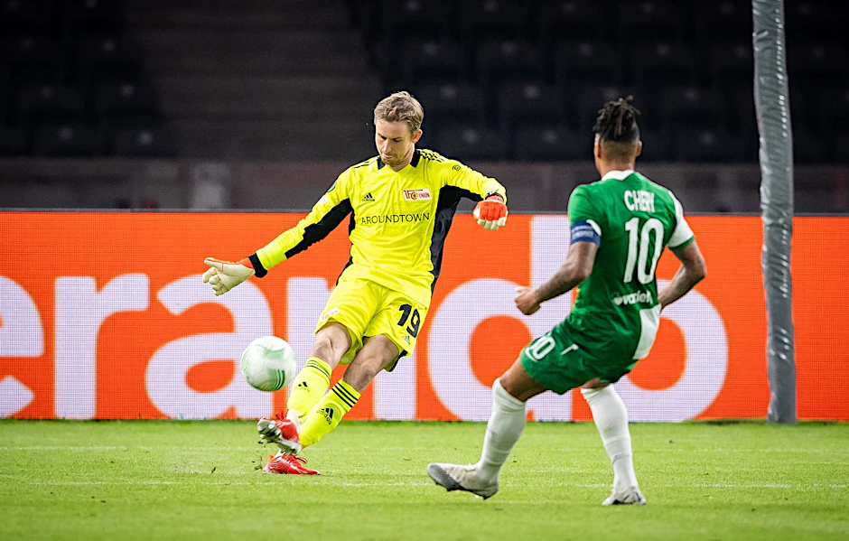 Hatte bei seinem Debüt für die Eisernen gegen Haifa wenig zu tun: Unions zweiter Keeper Frederik Rönnow.&nbsp;