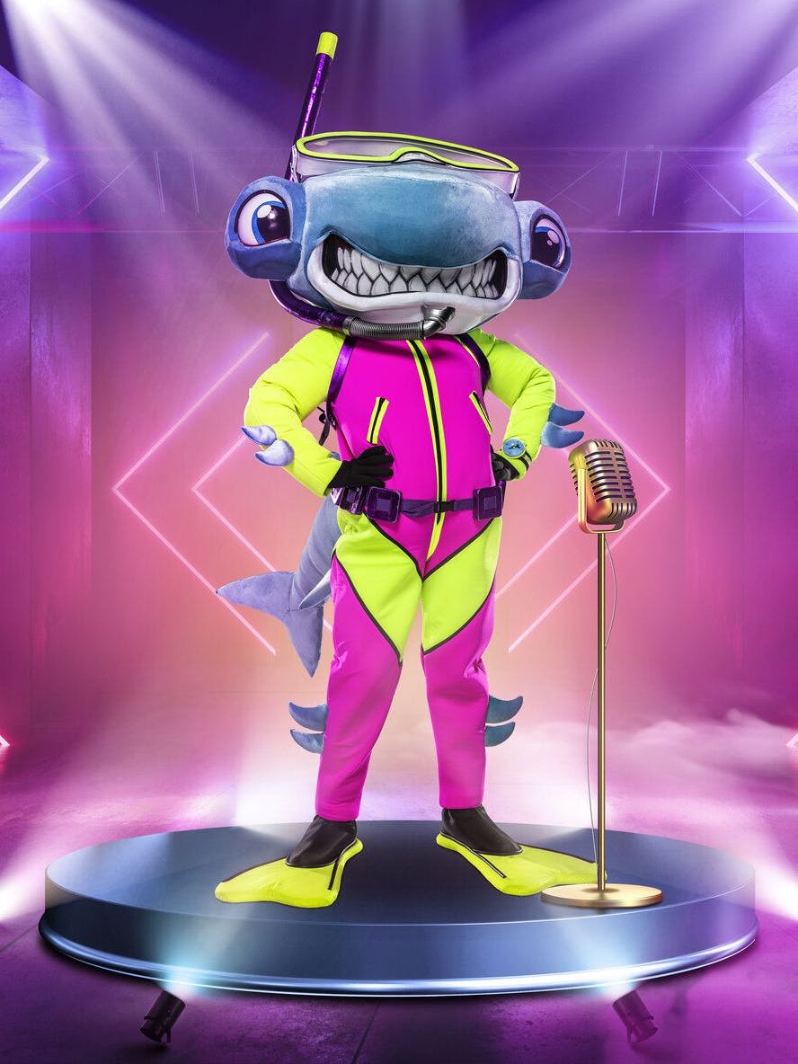 Dieser Hammerhai steht bei „The Masked Singer“ auf der Bühne.