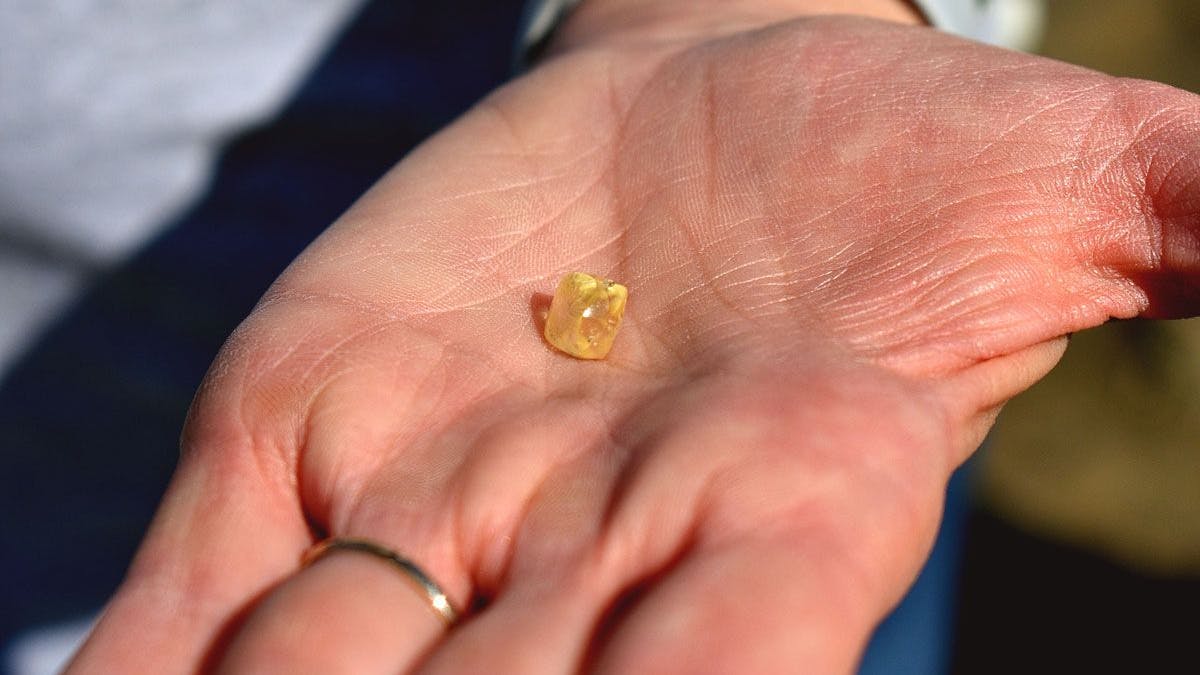 Noreen und Michael Wredberg fanden bei einem Besuch im Crater of Diamonds im Arkansas State Parks einen 4,3-Karat-gelben Diamanten.