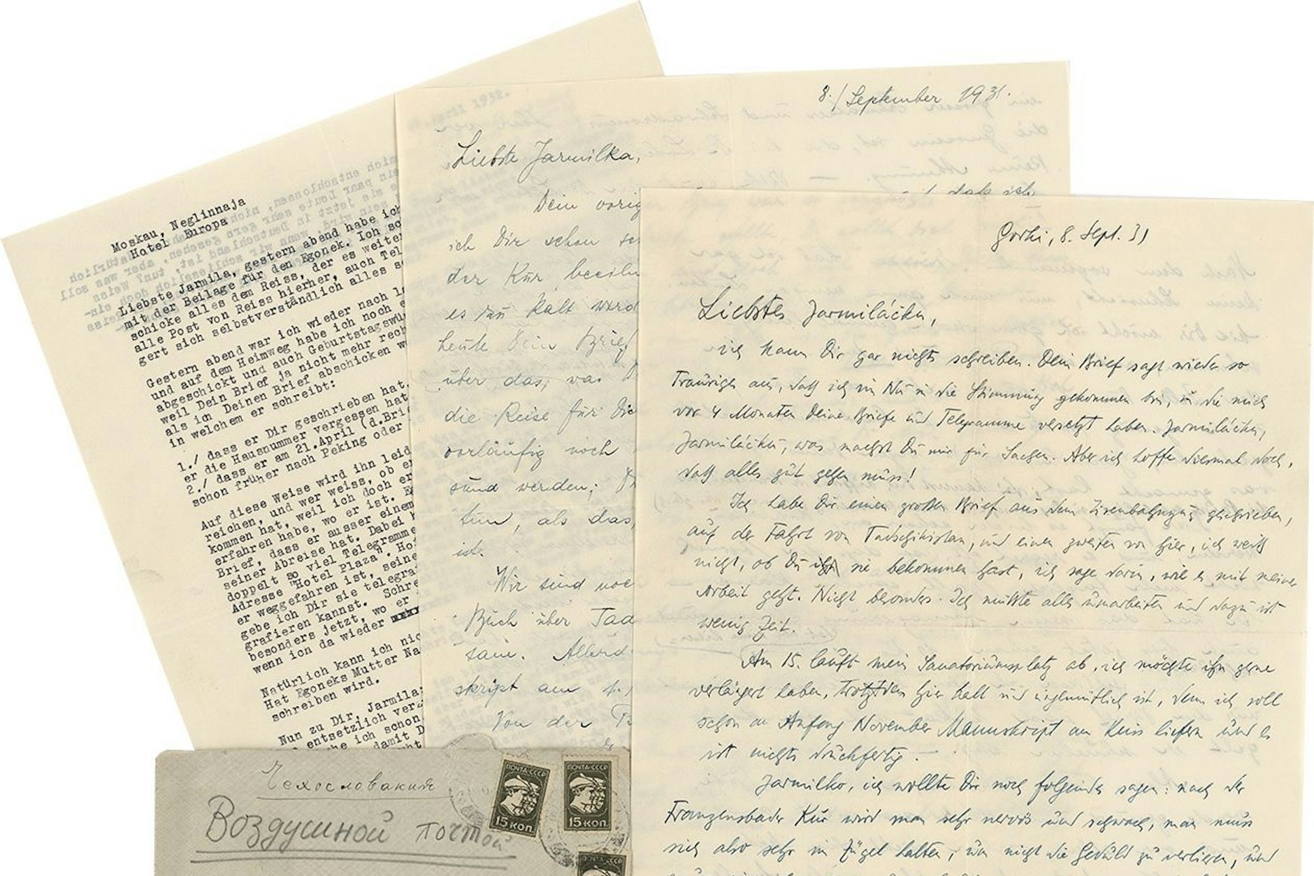 Als Russland noch cool war: Briefe von„ Egonek“ (rechts) und seiner Lebensgefährtin Gisela Lyner aus der Sowjetunion, 1931.