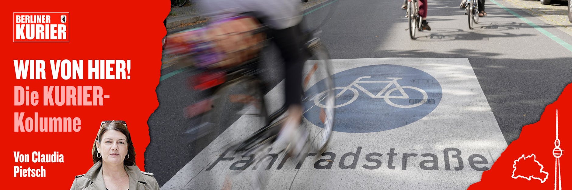 Ein Fahrradfahrer radelt auf der Ossietzkystraße in Berlin-Pankow.