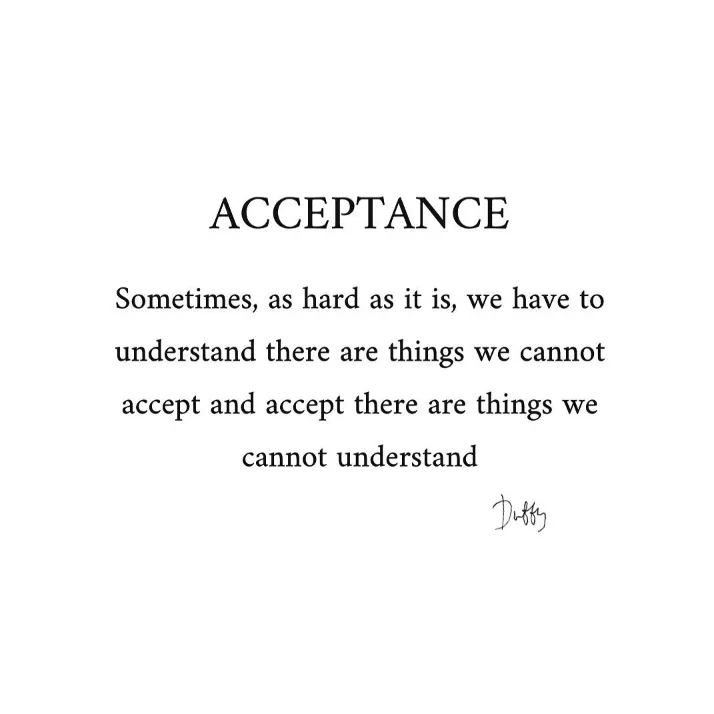 Instagram-Post von Duffy mit dem Titel „Akzeptanz“