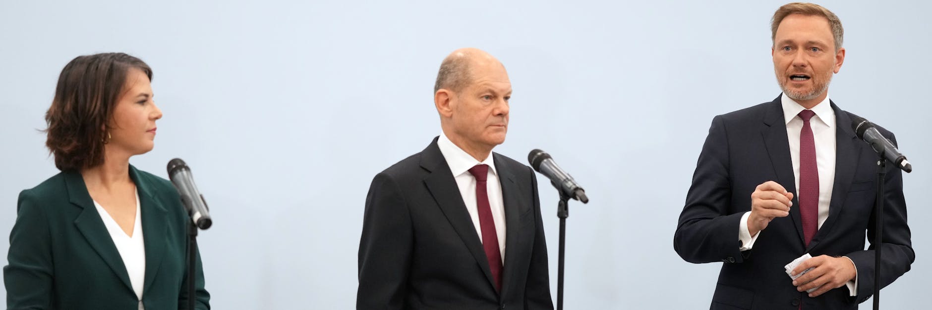 Wollen koalieren: Annalena Baerbock (Grüne), Olaf Scholz (SPD) und Christian Lindner (FDP). 