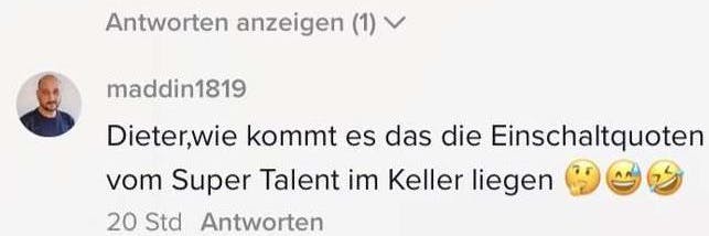 Diese Frage eines Followers wird Dieter Bohlen gefallen haben.