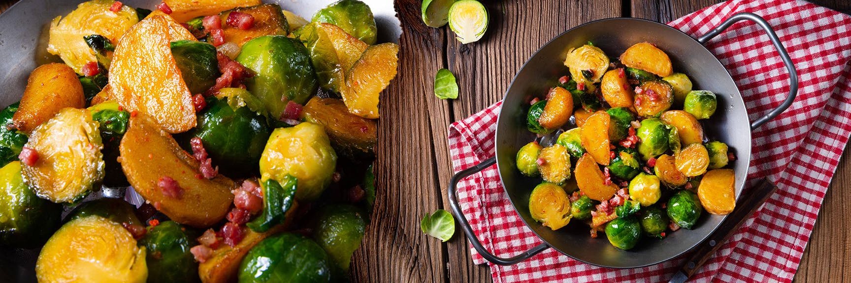 Diese leckere Rosenkohl-Pfanne ist blitzschnell gemacht - und bringt Pfiff auf den Abendbrottisch.