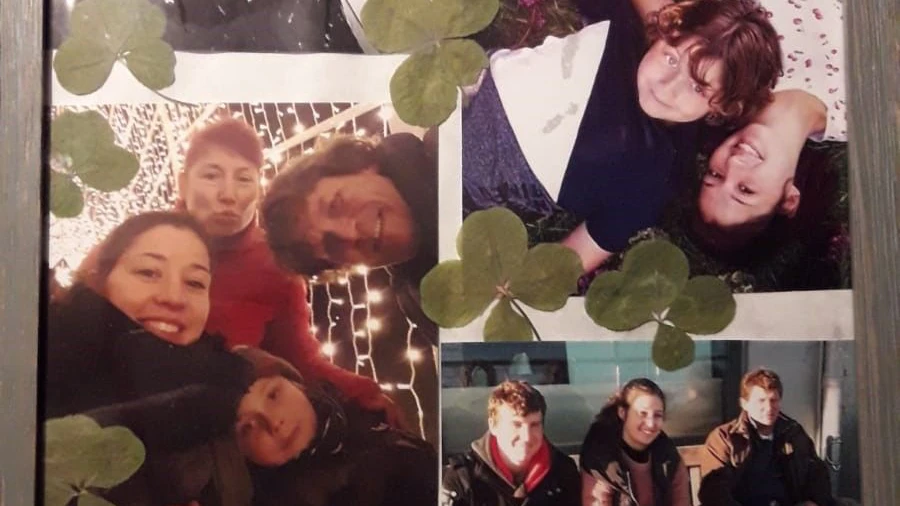 Eine Fotokollage der Familie F. aus glücklichen Tagen