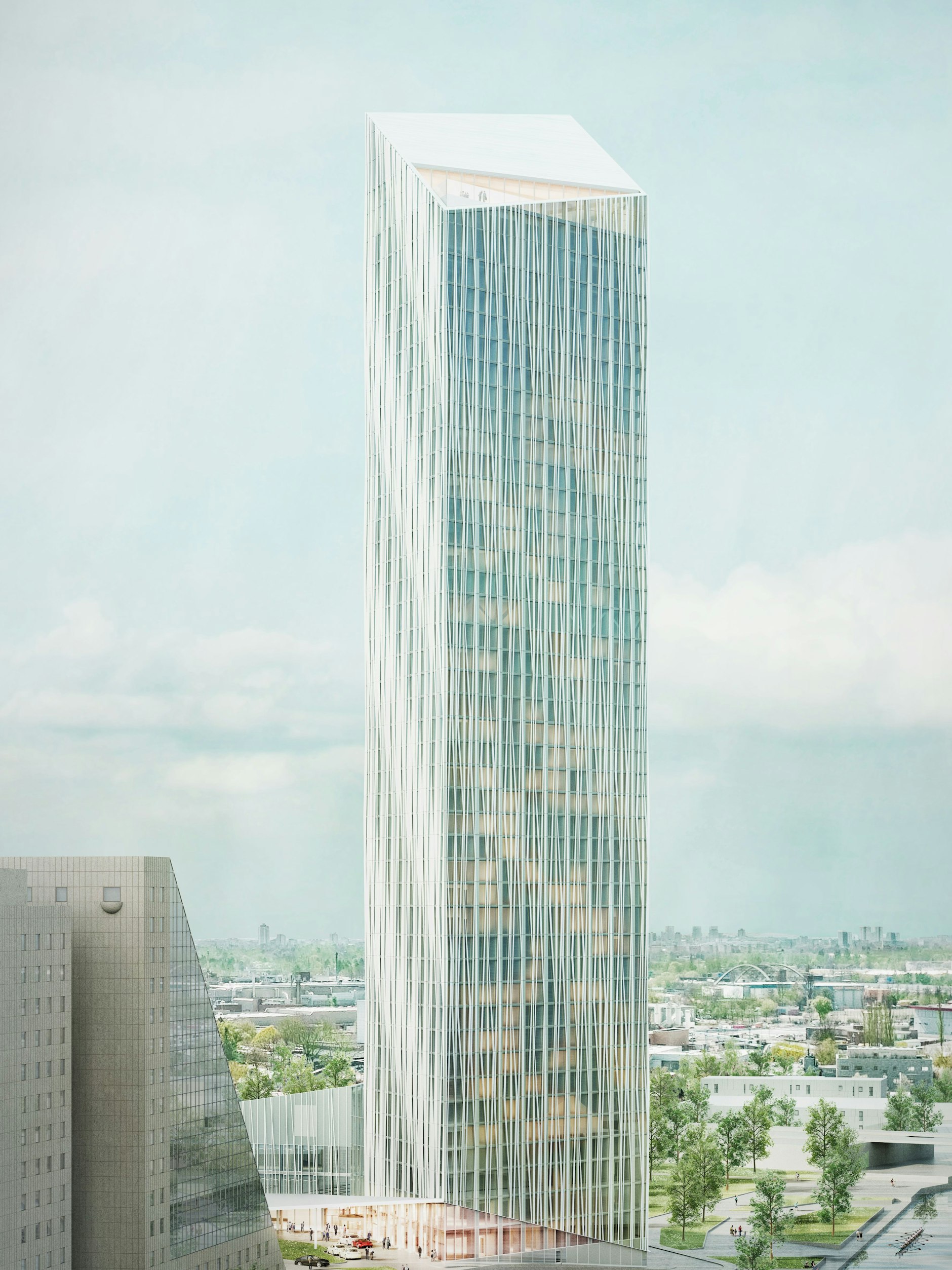 Der neue Estrel-Tower in Neukölln. 2024 soll er fertig sein.