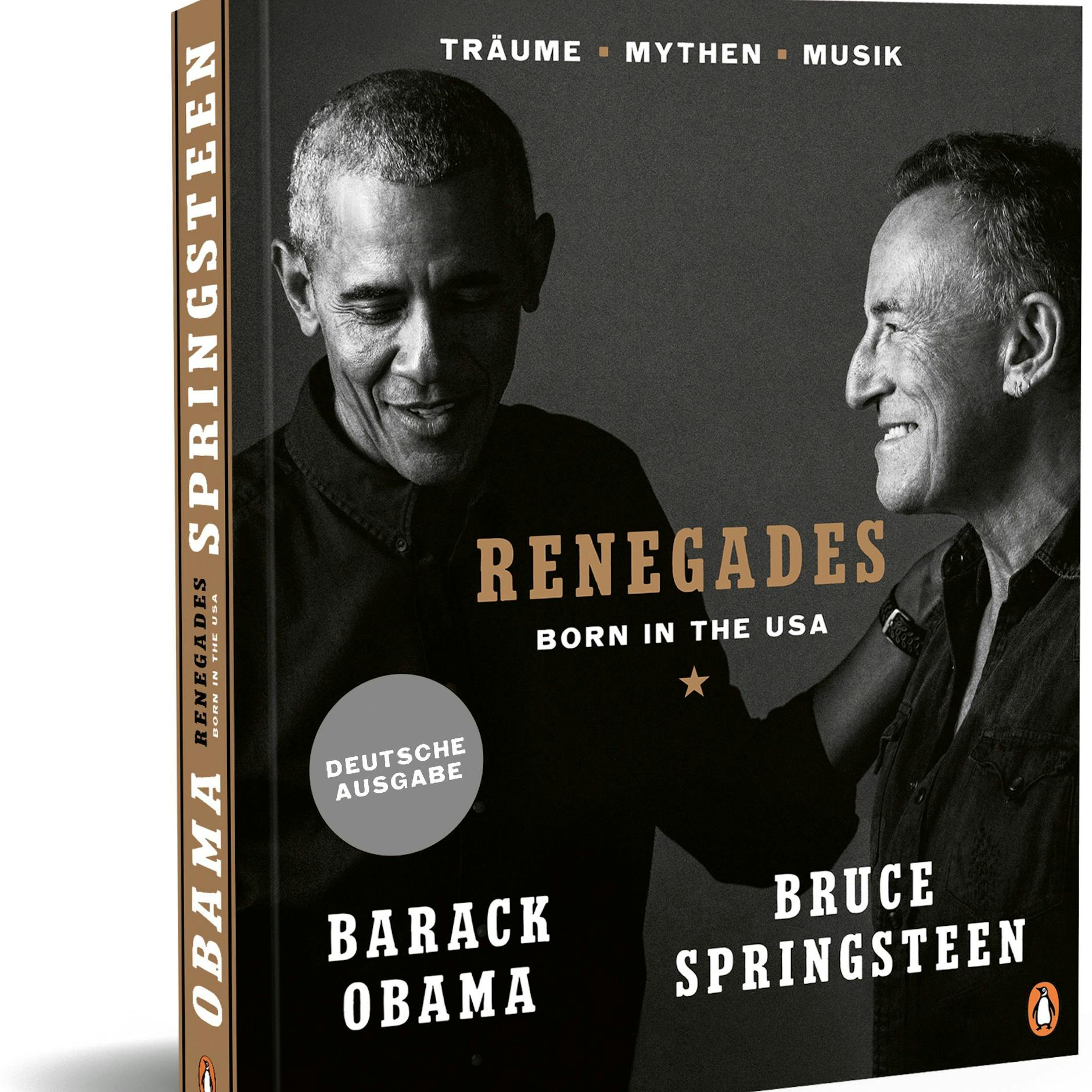 Das Cover des Buches „Renegades: Born in the USA“ von Barack Obama und Bruce Springsteen. „Renegades“ bedeutet „Abtrünnige“. Und „Born in the USA“ dürfte wohl jeder kennen.