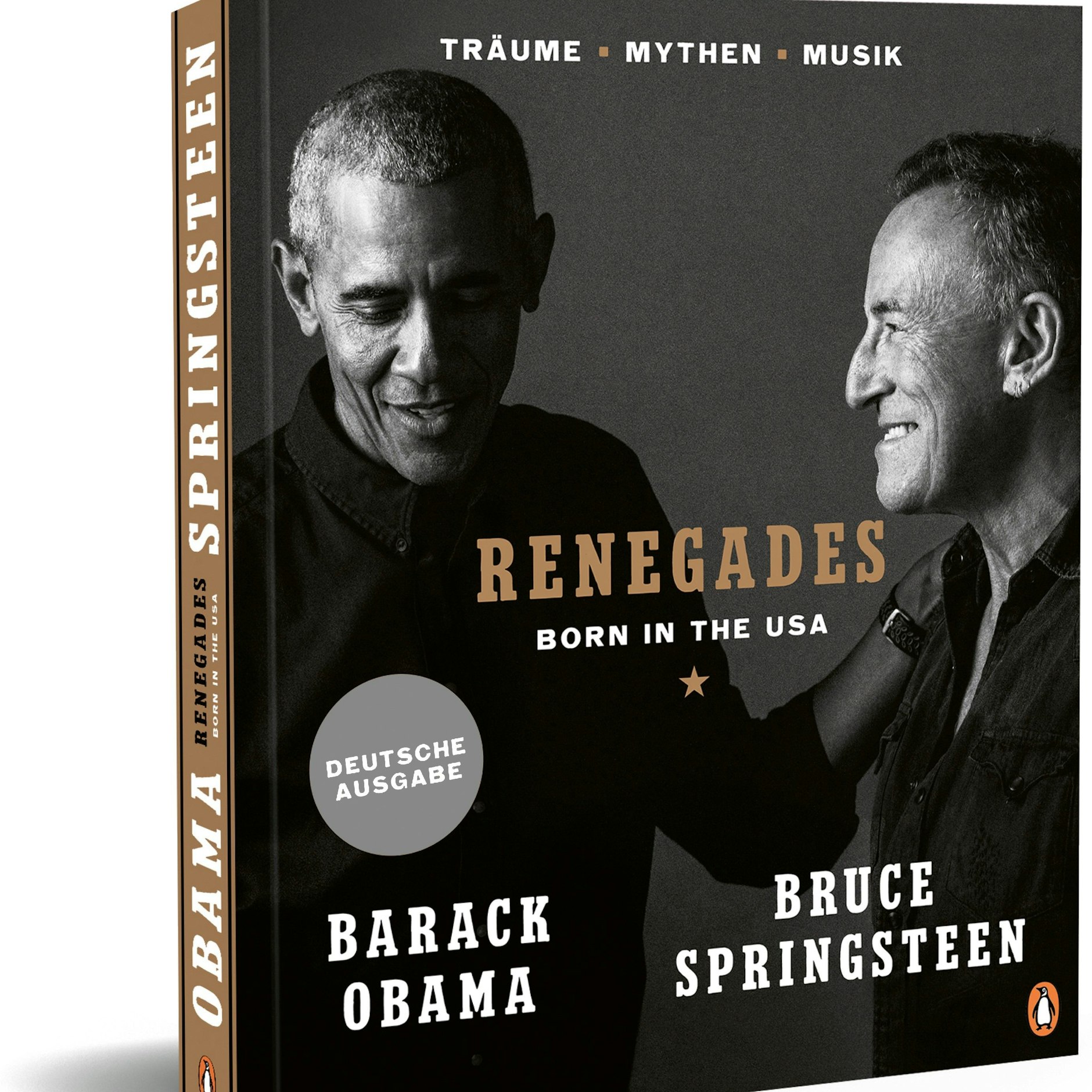 Das Cover des Buches „Renegades: Born in the USA“ von Barack Obama und Bruce Springsteen. „Renegades“&nbsp;bedeutet „Abtrünnige“. Und „Born in the USA“ dürfte wohl jeder kennen.