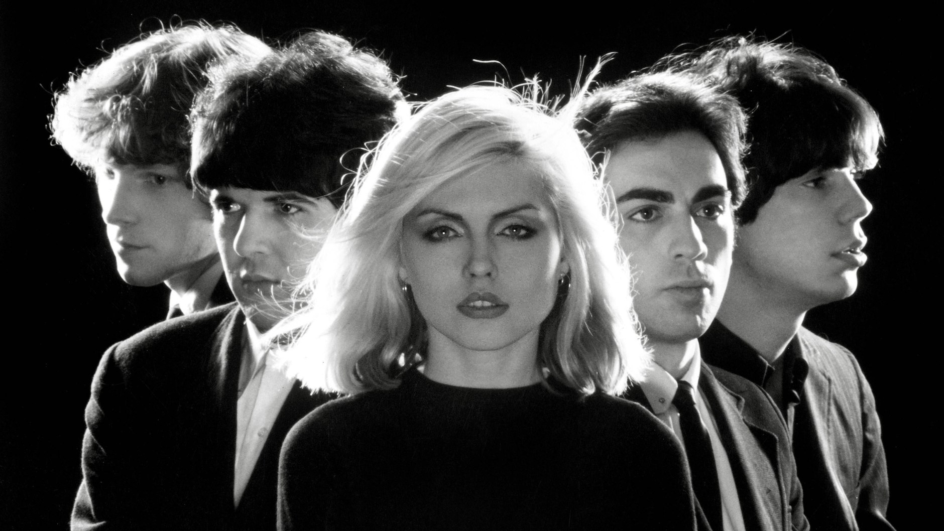 Die Band Blondie um Frontsängerin Debbie Harry im Jahr 1976