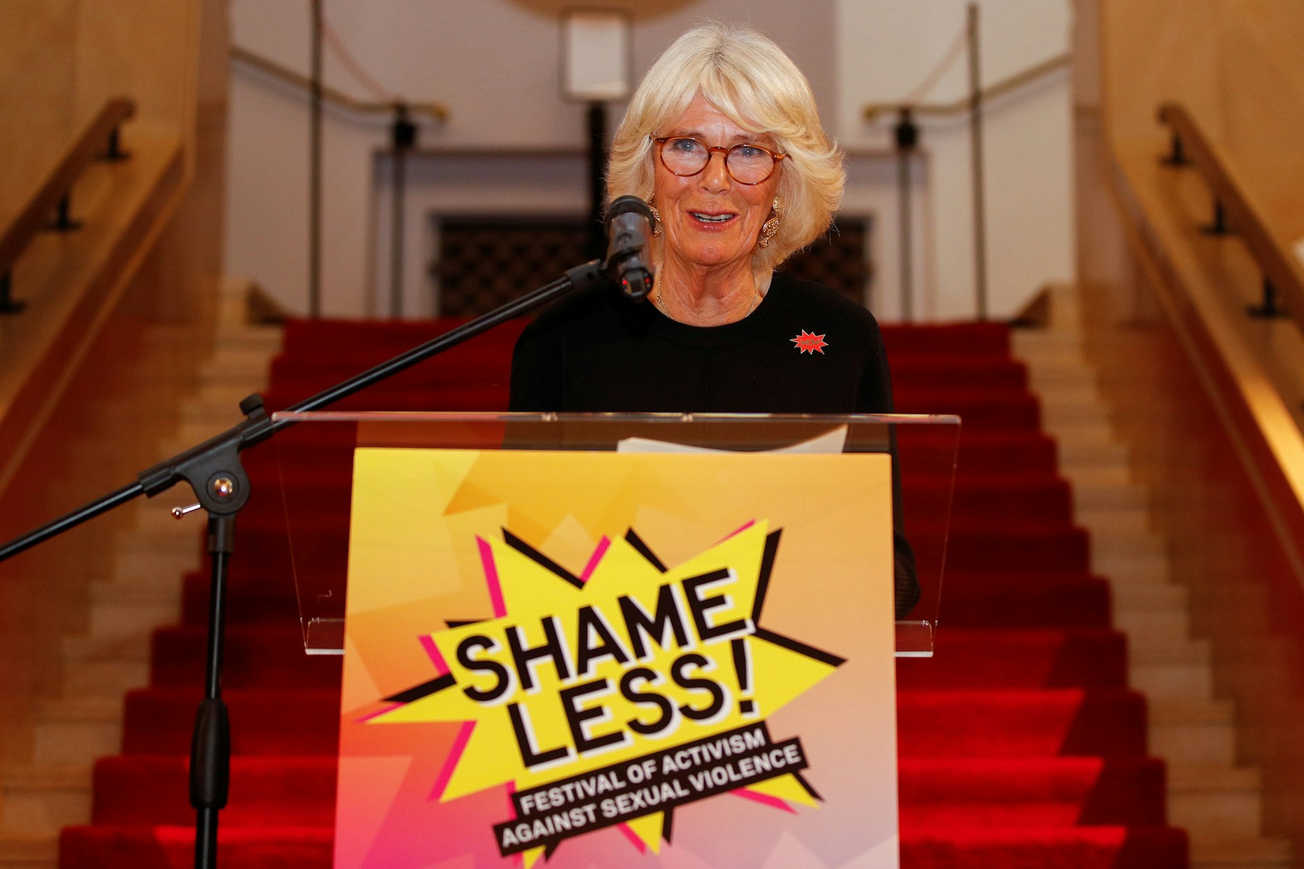 Camilla, Herzogin von Cornwall, beim Empfang zum „Shameless Festival“ gegen sexuelle Gewalt.
