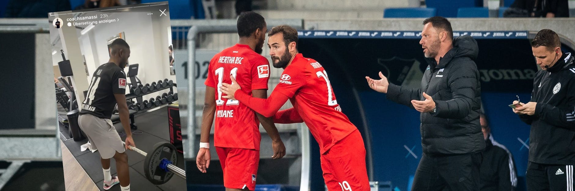 In Hoffenheim wurde Myziane Maolida von Trainer Pal Dardai ein- und wieder ausgewechselt. An seinen freien Tagen legt er dafür Sonderschichten ein (l.). 