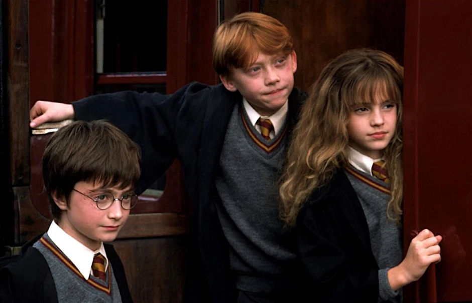 Daniel Radcliffe, Rupert Grint und Emma Watson in „Harry Potter und der Stein der Weisen“.