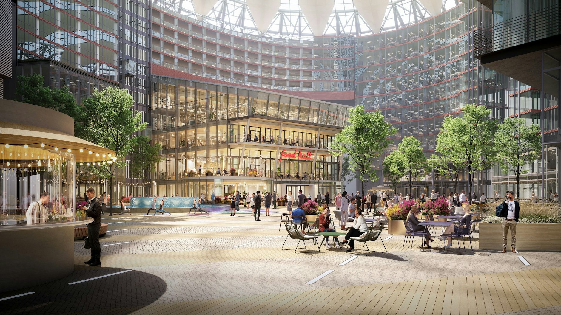 Mehr Grün, mehr Sitzplätze und eine angenehmere Atmosphäre: So soll das Sony Center am Potsdamer Platz umgestaltet werden.