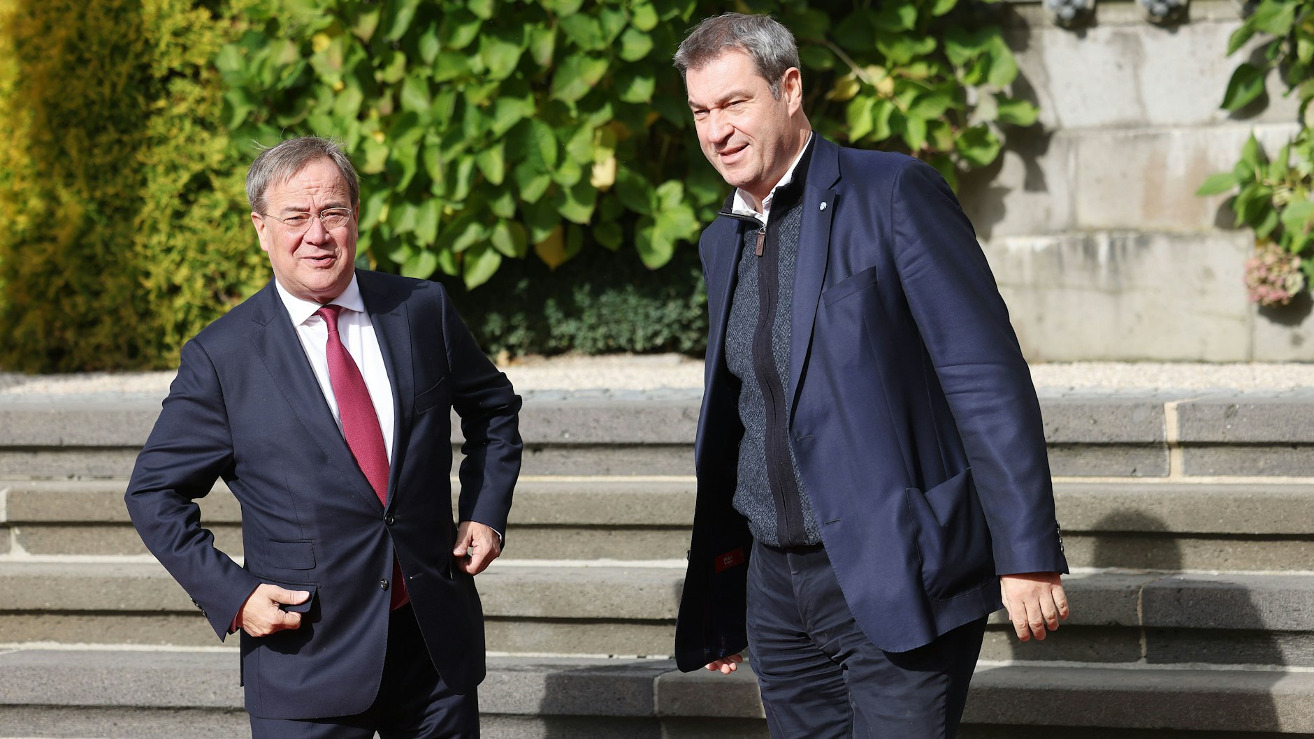 CDU-Chef Armin Laschet und Bayerns Ministerpräsident Markus Söder (CSU) haben versucht, bei Terminen die Spannungen zwischen ihnen zu verbergen. 