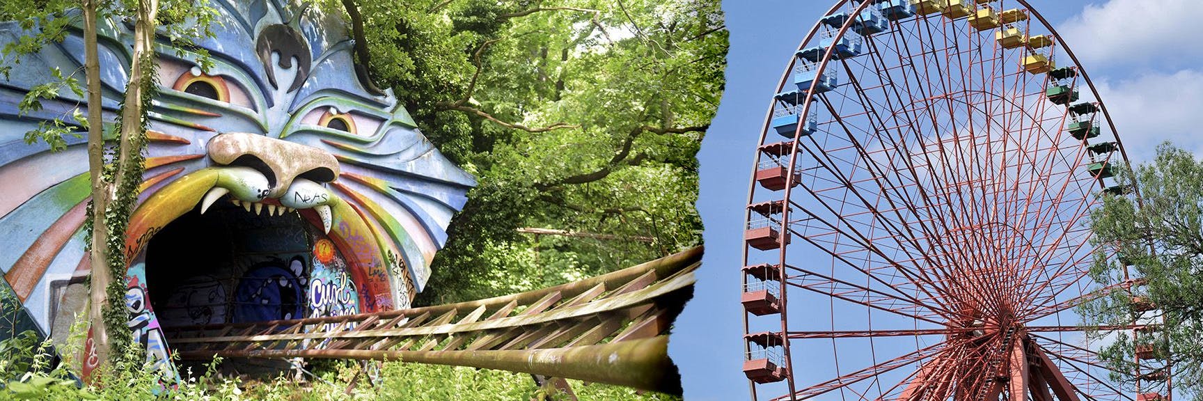 Zwei populäre Attraktionen im ehemaligen Spreepark: Die Achterbahn Spreeblitz und das Riesenrad. Im neuen Kulturpark wird die Achterbahn zum Kunstobjekt, das Riesenrad soll sich wieder drehen.