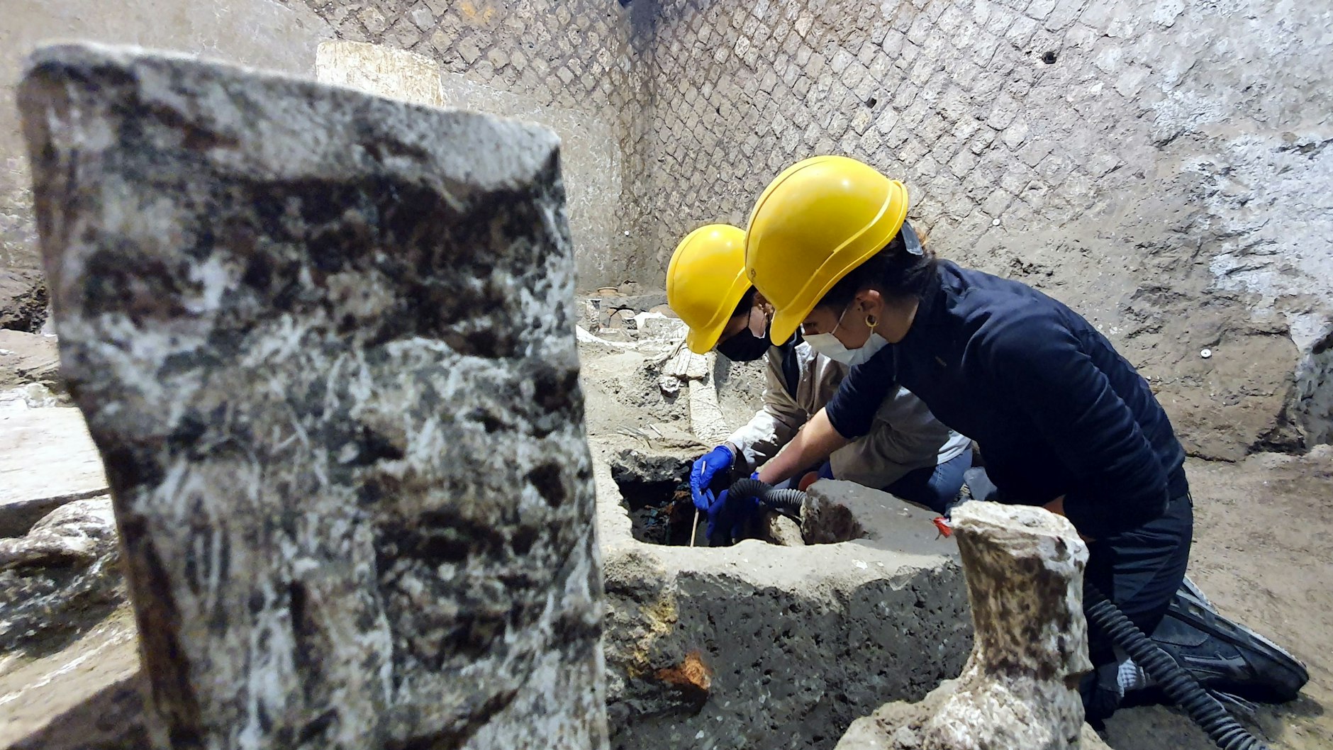 Die Archäologen bei ihre Arbeit in Pompeji.&nbsp;