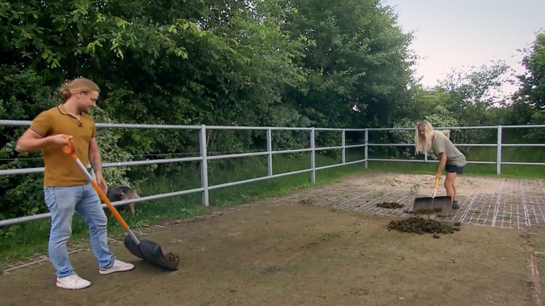 Bei „Bauer sucht Frau“ flirtet Frauenschwarm Björn beim Ausmisten mit Dani.