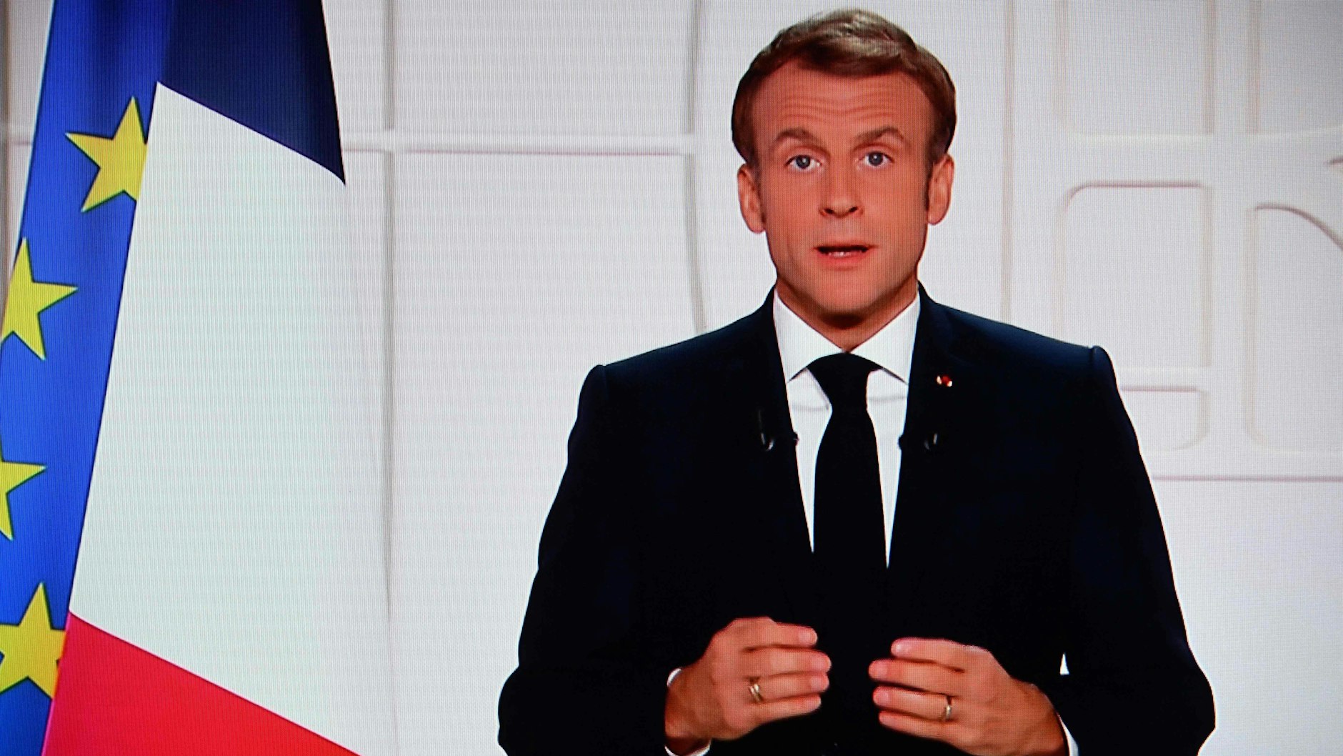 Emmanuel Macron bei seiner TV-Ansprache