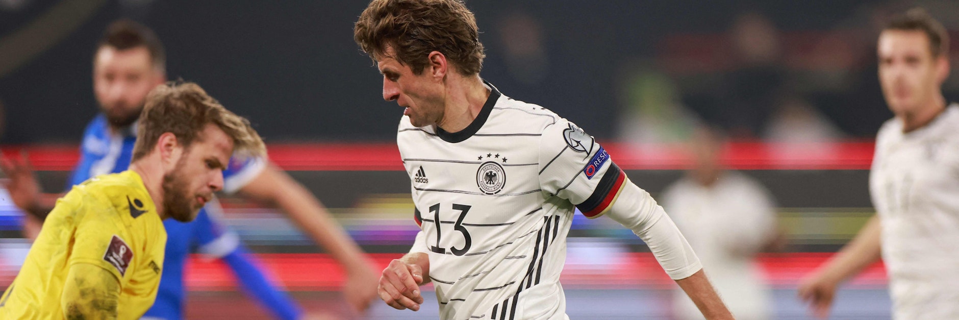 Thomas Müller traf zweimal beim Spiel gegen Liechtenstein in Wolfsburg (76./86.). 