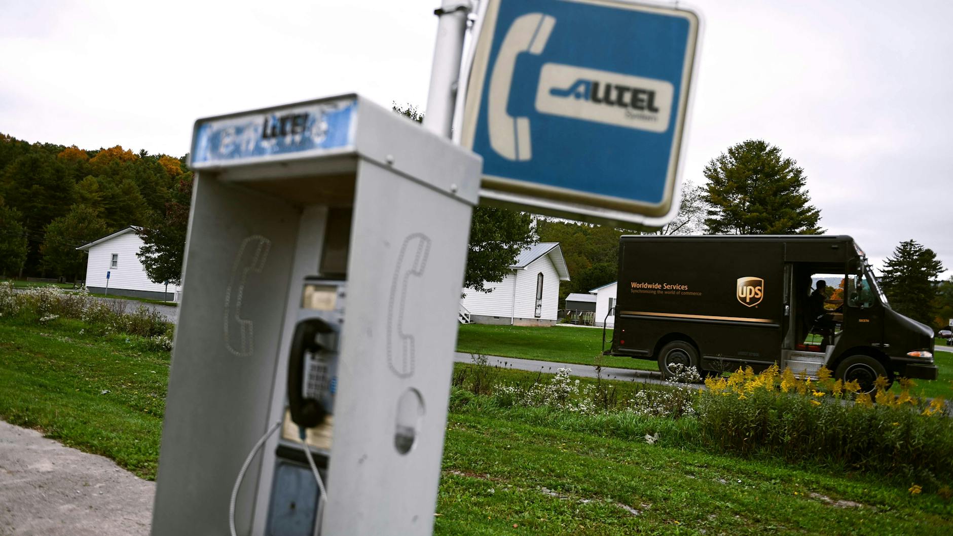 in Green Bank gibt es noch vermehrt Telefonzellen - Kommunikation auf die ursprüngliche Art.
