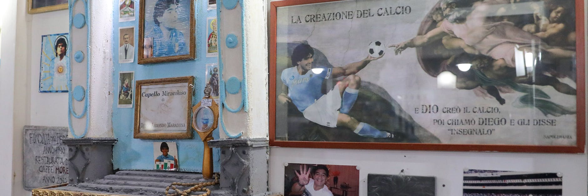 Ein Altar für den verstorbenen Star: Die Bar Nilo in Neapel ist reich verziert mit Bildern von Maradona. 