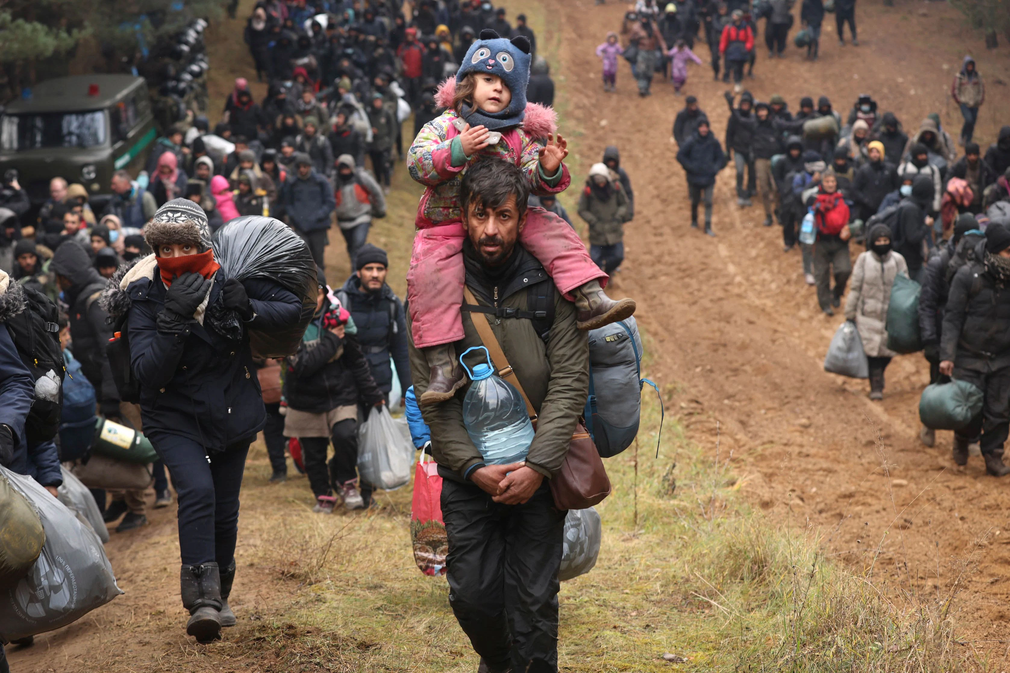 Migranten an der belarussisch-polnischen Grenze.