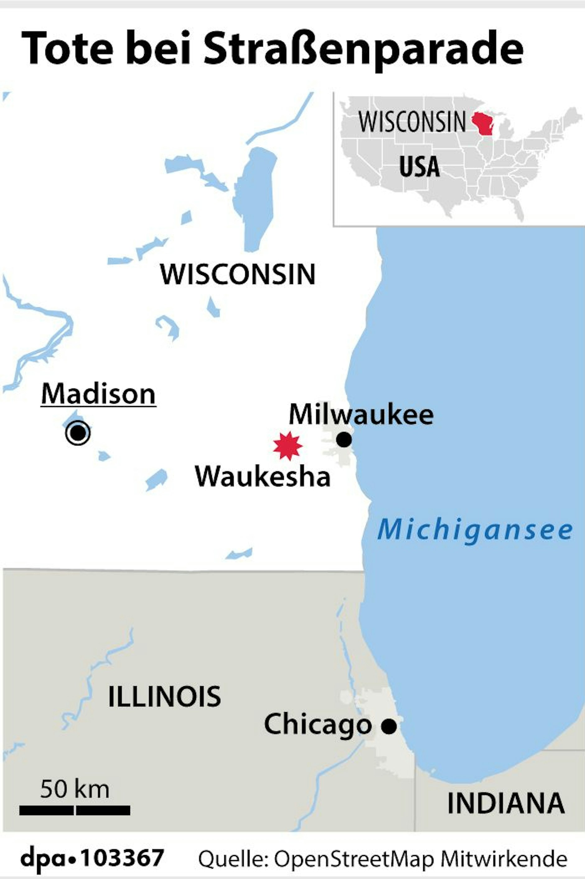Waukesha liegt im US-Bundesstaat Wisconsin.