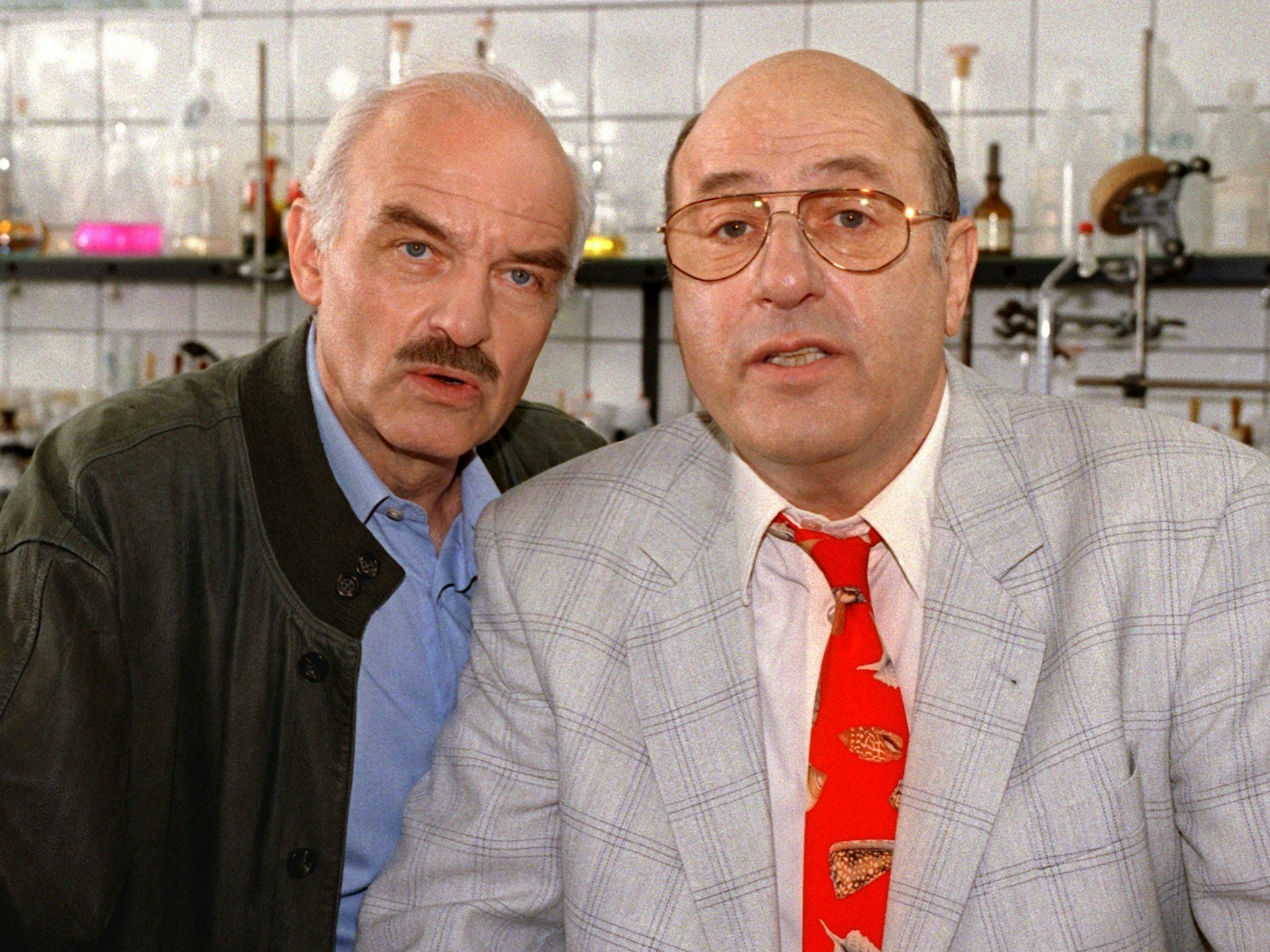 Charles Brauer (l.) und Manfred Krug, hier im Jahr 2000 als „Tatort“-Kommissare, warben für die T-Aktie.