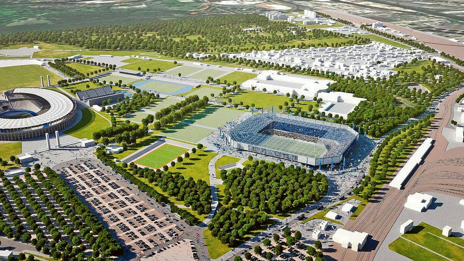 Im Olympiapark, unweit des Olympiastadions, würde Hertha BSC gerne ein reines Stadion bauen.