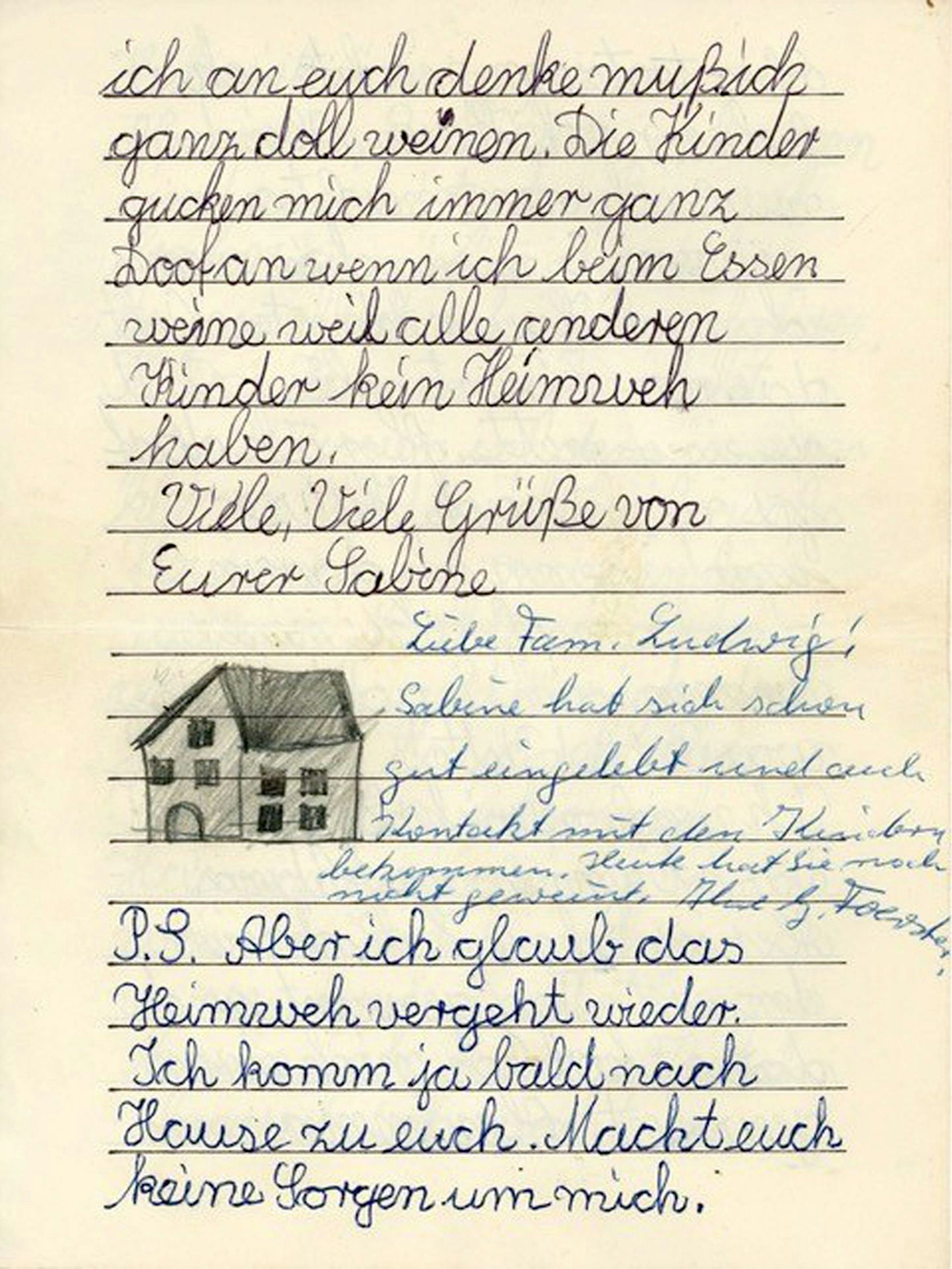 Ein von Sabine Ludwig verfasster Brief mit dem Kommentar der „Tante“. Ludwig verbrachte 1964 als Zehnjährige sechs Wochen auf Borkum.&nbsp;