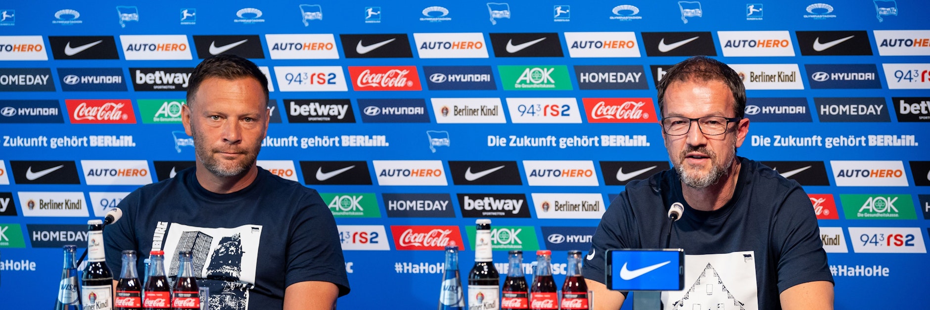 Lagen nicht immer auf einer Wellenlänge: Hertha-Sportchef Fredi Bobic (r.) und der von ihm entlassene Trainer Pal Dardai.