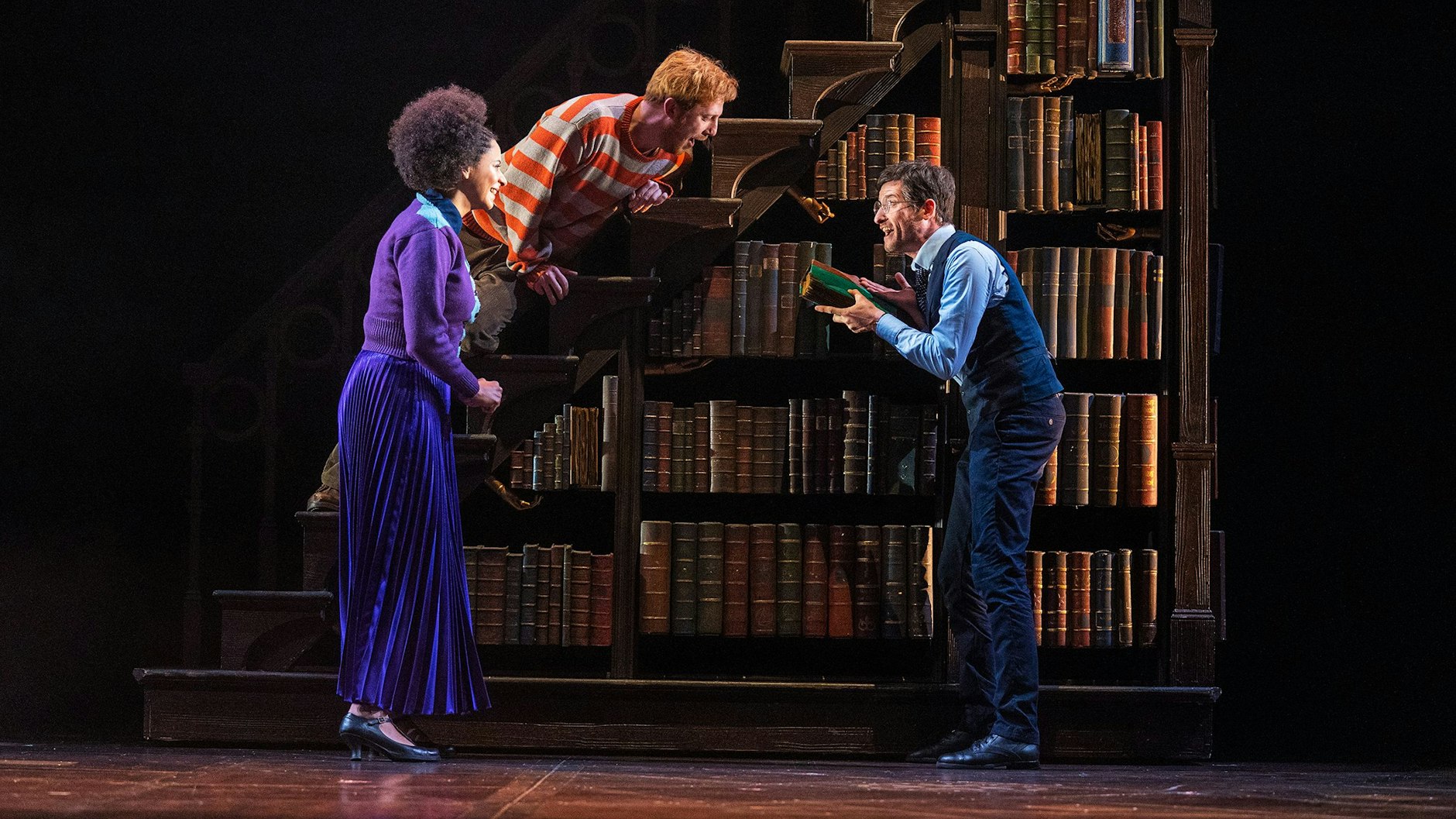 Die erwachsenen Versionen von Hermine Granger, Harry Potter und Ron Weasley im Stück Harry Potter und das verwunschene Kind.