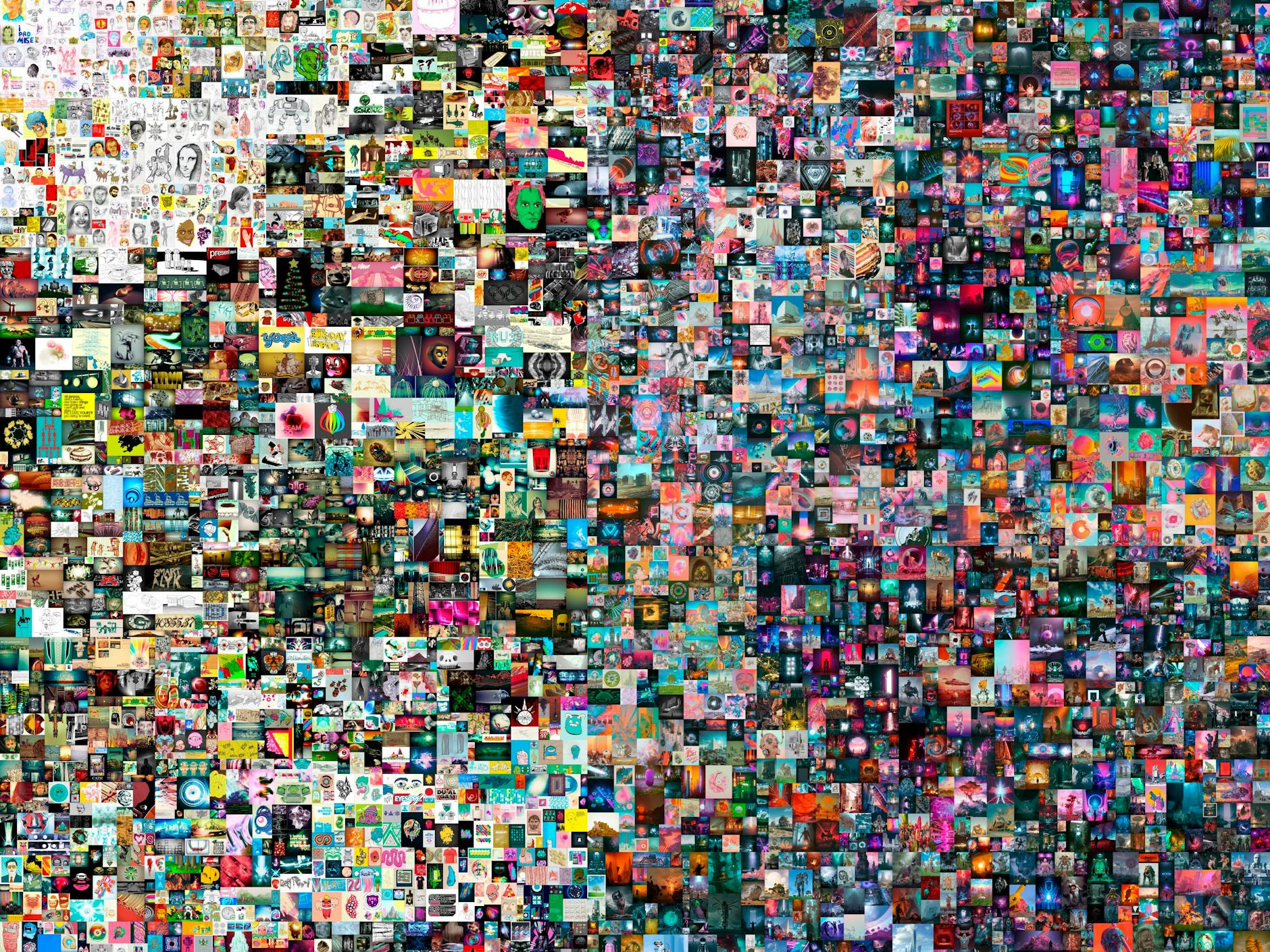 Die Collage des Künstlers Mike Winkelmann, Künstlername Beeple, mit dem Titel „Everydays: The First 5000 Days“