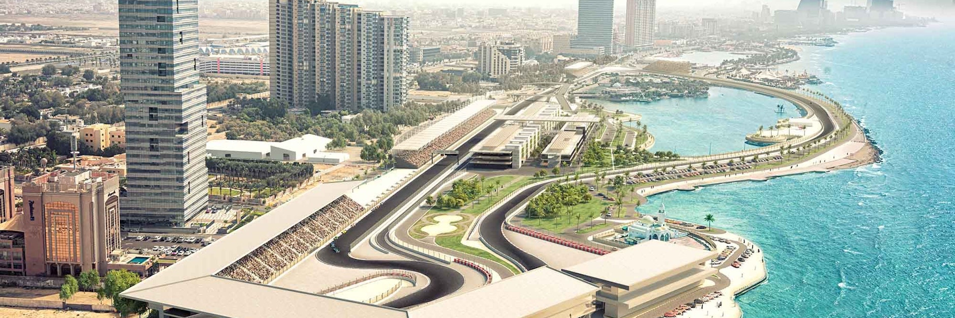 Der Jeddah Corniche Circuit am Roten Meer in Saudi-Arabien wurde vom deutschen Streckenarchitekten Dr. Carsten Tilke entworfen. 